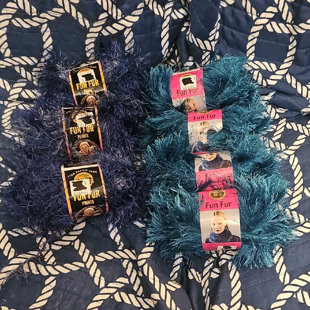 Fun Fur Yarn - Blue and Teal